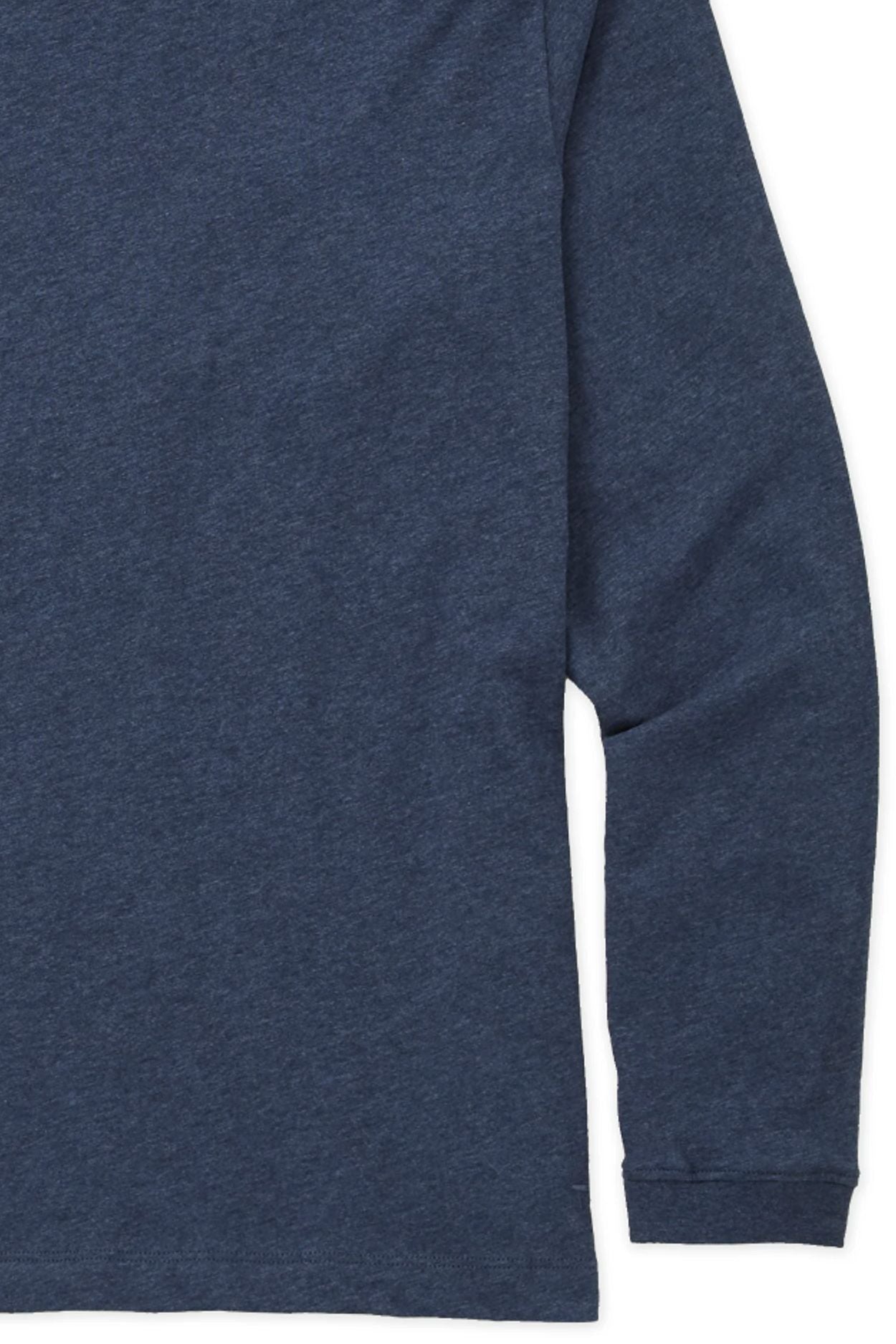 Luxe Mélange Long Sleeve Crew Neck Peruvian Cotton Tee Shirt in Navy by Left Coast Tee
