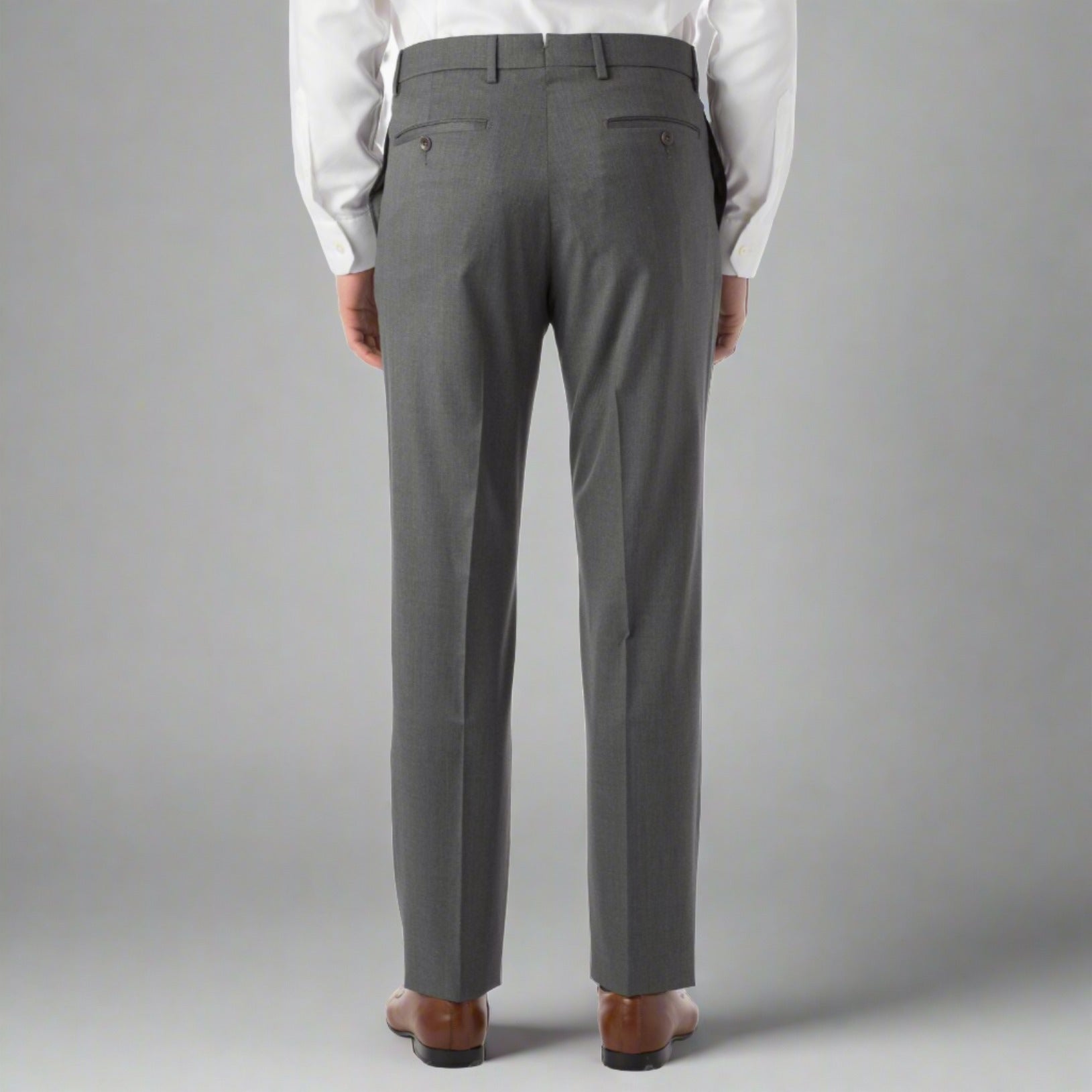 Super 130s Italian Luxury Ultimate Comfort Wool Tropical Flat Front Trouser in Medium Grey by 6 East by Ballin