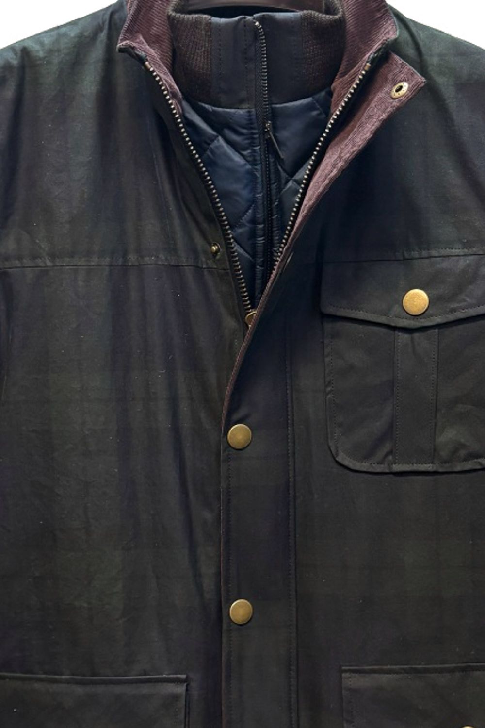British Millerain Waxed Cotton Winter Jacket in Black Watch Tartan by Viyella