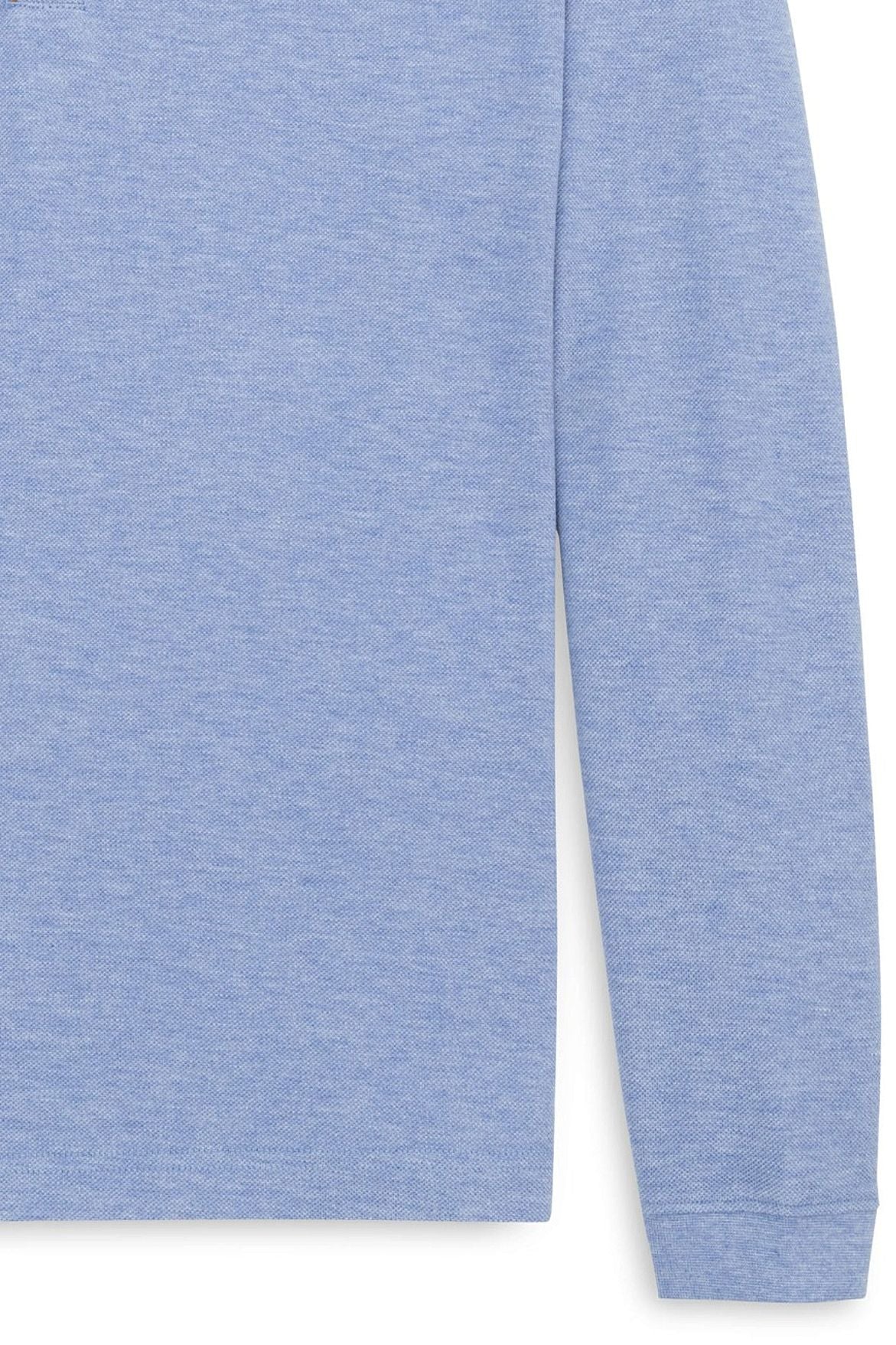 Cotton and Wool Pique Long Sleeve Polo in Sky Heather by Scott Barber
