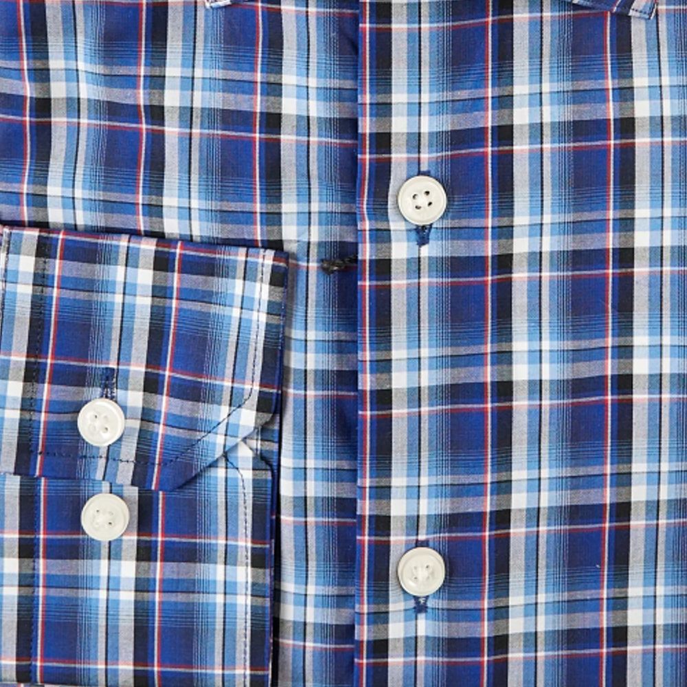 Bold Multi Plaid Italian Cotton Sport Shirt in Navy by Scott Barber