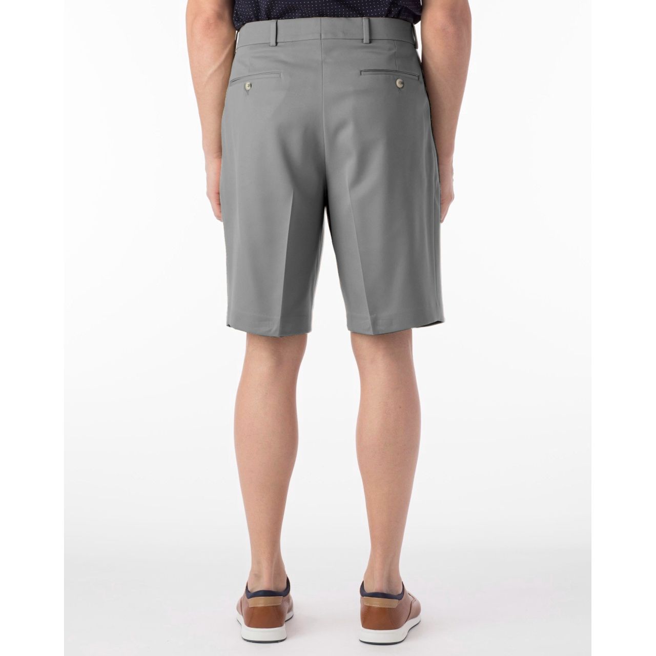 Micro Nano Travel Twill Performance Gabardine Pleated Shorts in Grey (Size 38) by Ballin