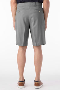 Micro Nano Travel Twill Performance Gabardine Pleated Shorts in Grey (Size 38) by Ballin