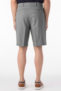 Micro Nano Travel Twill Performance Gabardine Pleated Shorts in Grey (Size 38) by Ballin