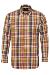 Sunburst Plaid Cotton and Wool Blend Button-Down Shirt by Viyella