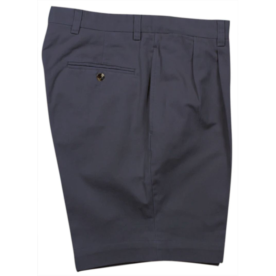 Washed Khaki Shorts in Navy (Oak9 Double Reverse Pleat) by Charleston Khakis