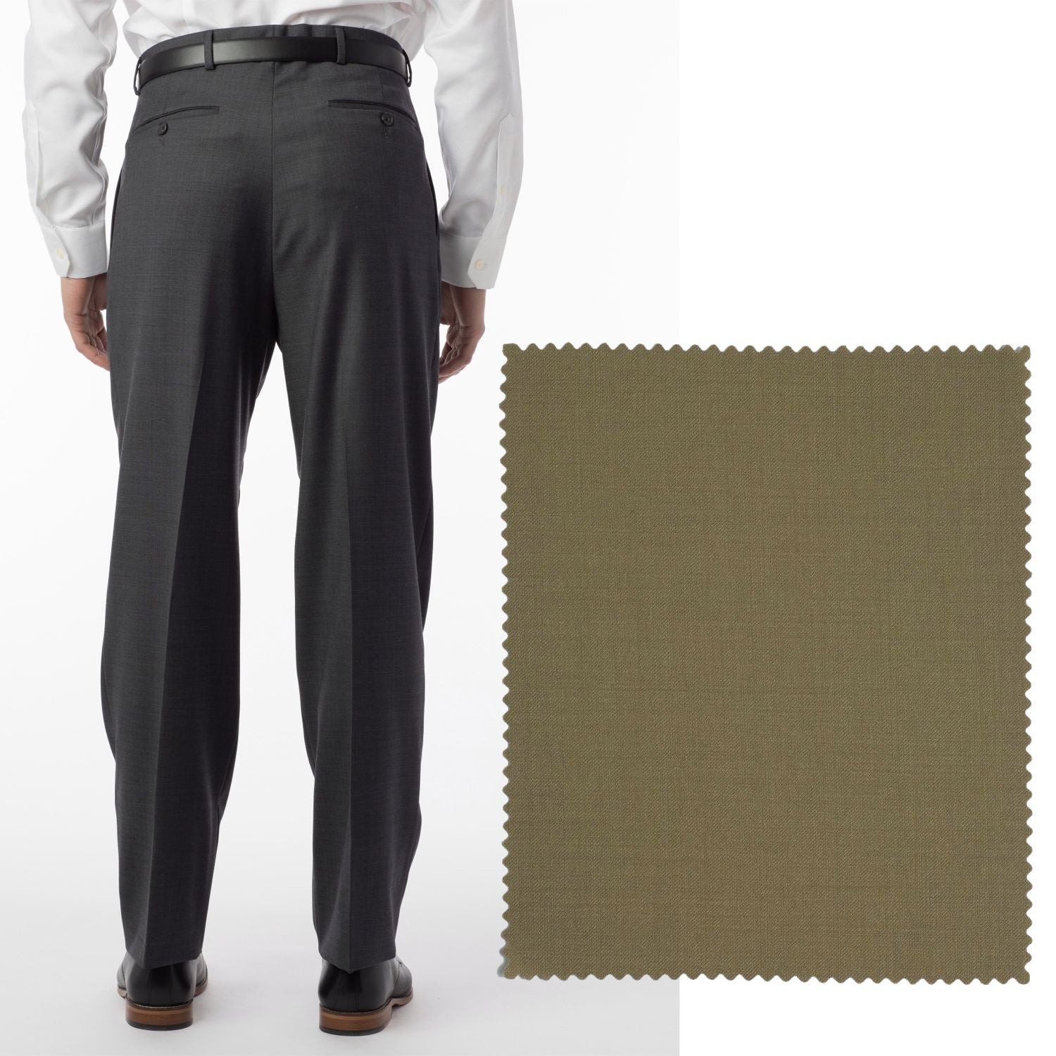 Super 120s Wool Gabardine Comfort-EZE Trouser in British Tan (Manchester Pleated Model) by Ballin