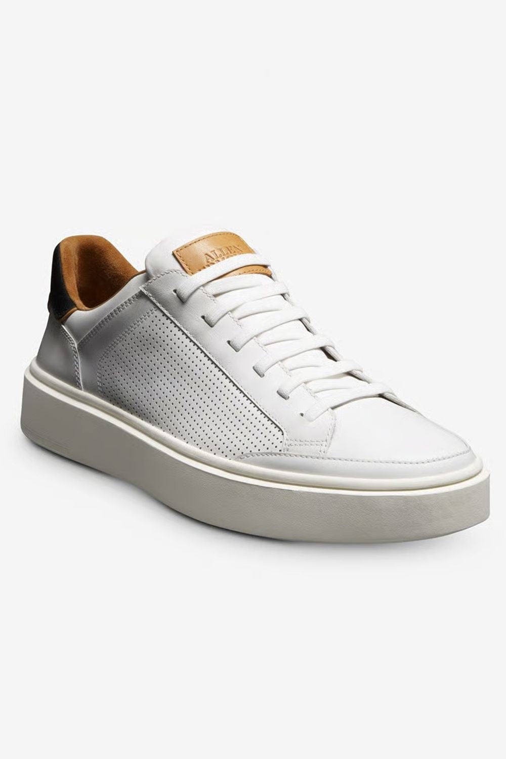 Oliver Slip-On Stretch-Lace Sneaker in White Leather by Allen Edmonds