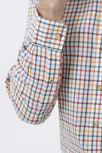 Summer Weight Bright Multi Tattersall Cotton and Wool Blend Button-Down Shirt by Viyella