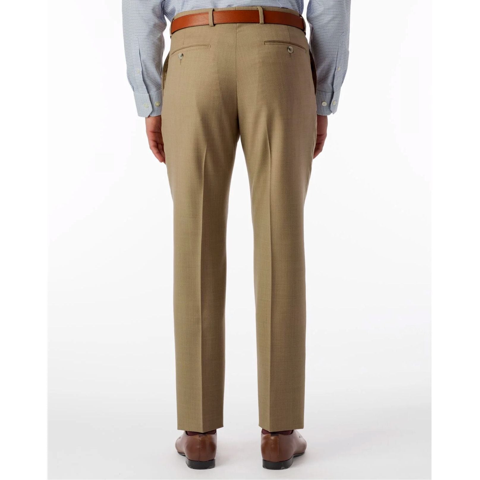 Sharkskin Super 120s Worsted Wool Comfort-EZE Trouser in Camel (Flat Front Models) by Ballin