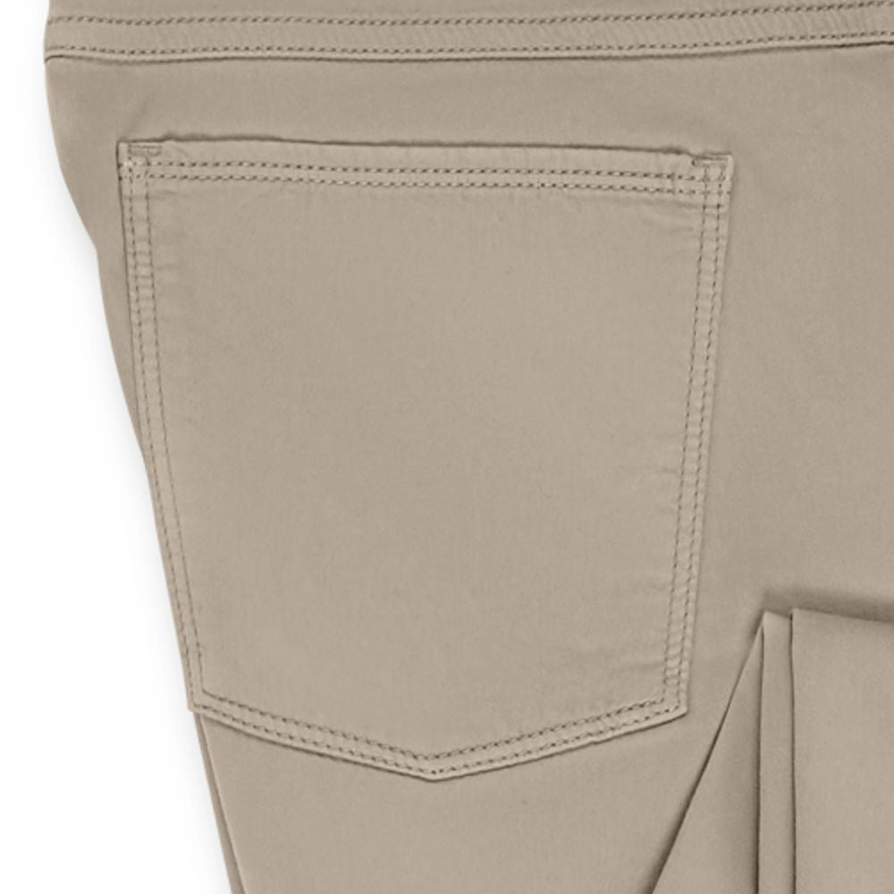 Straight Fit Luxe Sateen 5 Pocket Chino in Khaki by Scott Barber