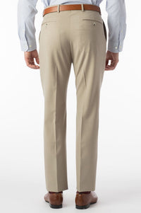 Super 120s Wool Gabardine Comfort-EZE Trouser in Stone (Flat Front Models) by Ballin