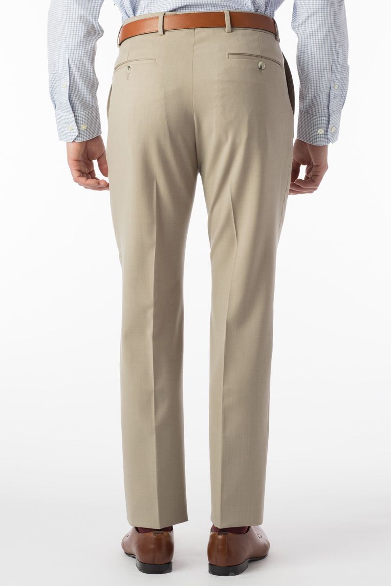 Super 120s Wool Gabardine Comfort-EZE Trouser in Stone (Flat Front Models) by Ballin