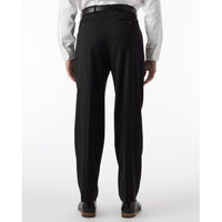 LONG FIT Super 120s Wool Gabardine Comfort-EZE Trouser in Black (Manchester Pleated Model) by Ballin