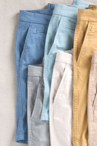 Broken Twill Stretch Cotton Shorts in Pacific Blue (College Modern Fit - 8" Inseam) by Ballin