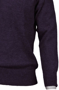 Royal Alpaca 2-Button Shawl Collar Sweater in Plum Heather by Peru Unlimited