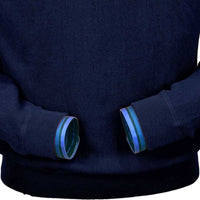 Baby Alpaca 'Links Stitch' Sweatshirt-Style Crew Neck Sweater in True Navy (Size X-Large) by Peru Unlimited