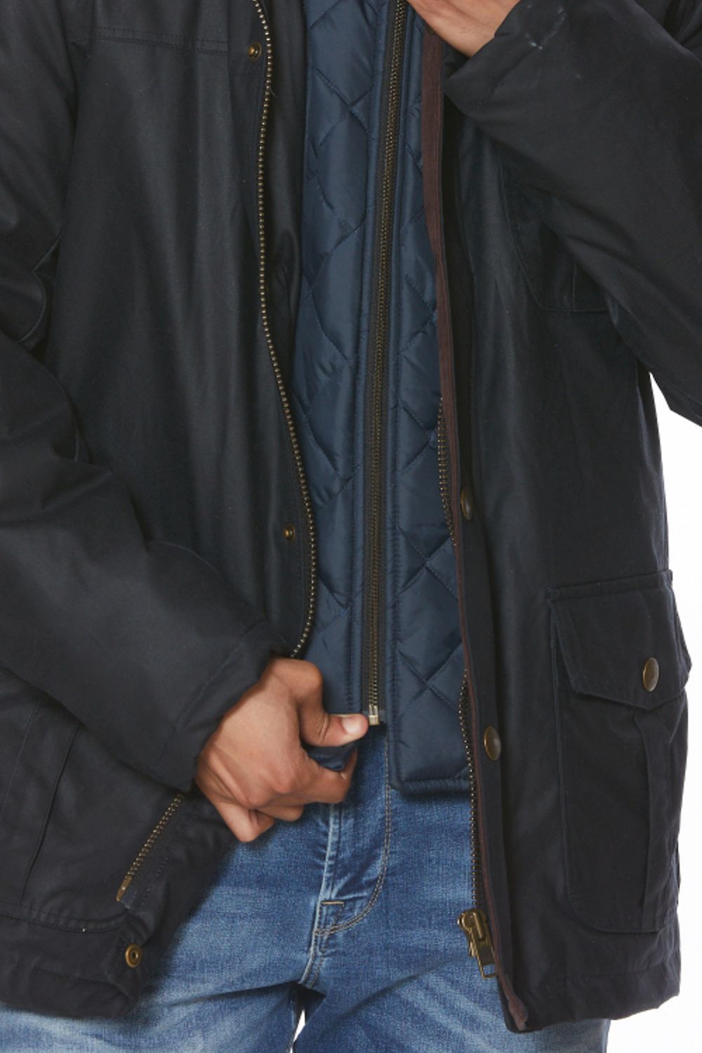 British Millerain Waxed Cotton Winter Jacket in Navy by Viyella