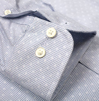 Blue Dobby on Graph Check Stretch Cotton Wrinkle-Free Dress Shirt with Spread Collar by Cooper & Stewart