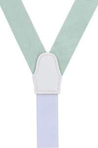 Churchill Chambray Polka Dot Linen and Silk Blend Formal End Braces in Light Green by Trafalgar