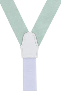Churchill Chambray Polka Dot Linen and Silk Blend Formal End Braces in Light Green by Trafalgar