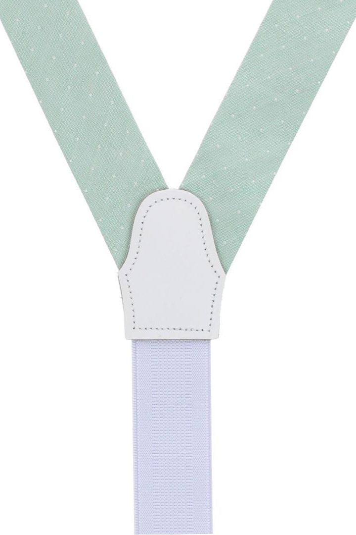 Churchill Chambray Polka Dot Linen and Silk Blend Formal End Braces in Light Green by Trafalgar