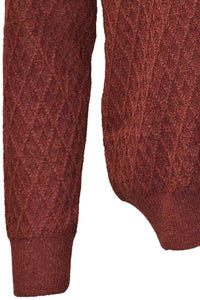 Baby Alpaca Diamond Texture Quarter-Zip Sweater in Cranberry by Blue 1899