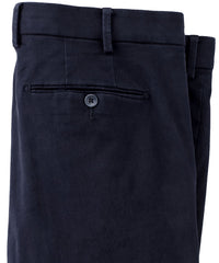 Supima Sateen Italian Luxury Flat Front Cotton Trouser in Dark Navy (Choice of Fits) by 6 East by Ballin
