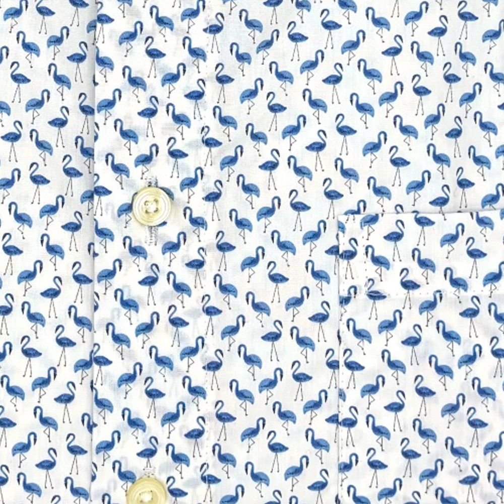 Blue Flamingo Short Sleeve Cotton Sport Shirt by Viyella