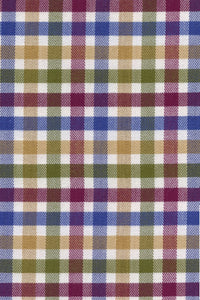 Olive, Blue, and Burgundy Herringbone Multi Plaid Cotton and Cashmere Blend '1894 Authentics' Button-Down Shirt by Viyella