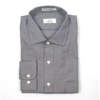 Black and White Dobby Houndstooth Wrinkle-Free Cotton Dress Shirt with Spread Collar (Size 15 1/2 - 32/33) by Cooper & Stewart