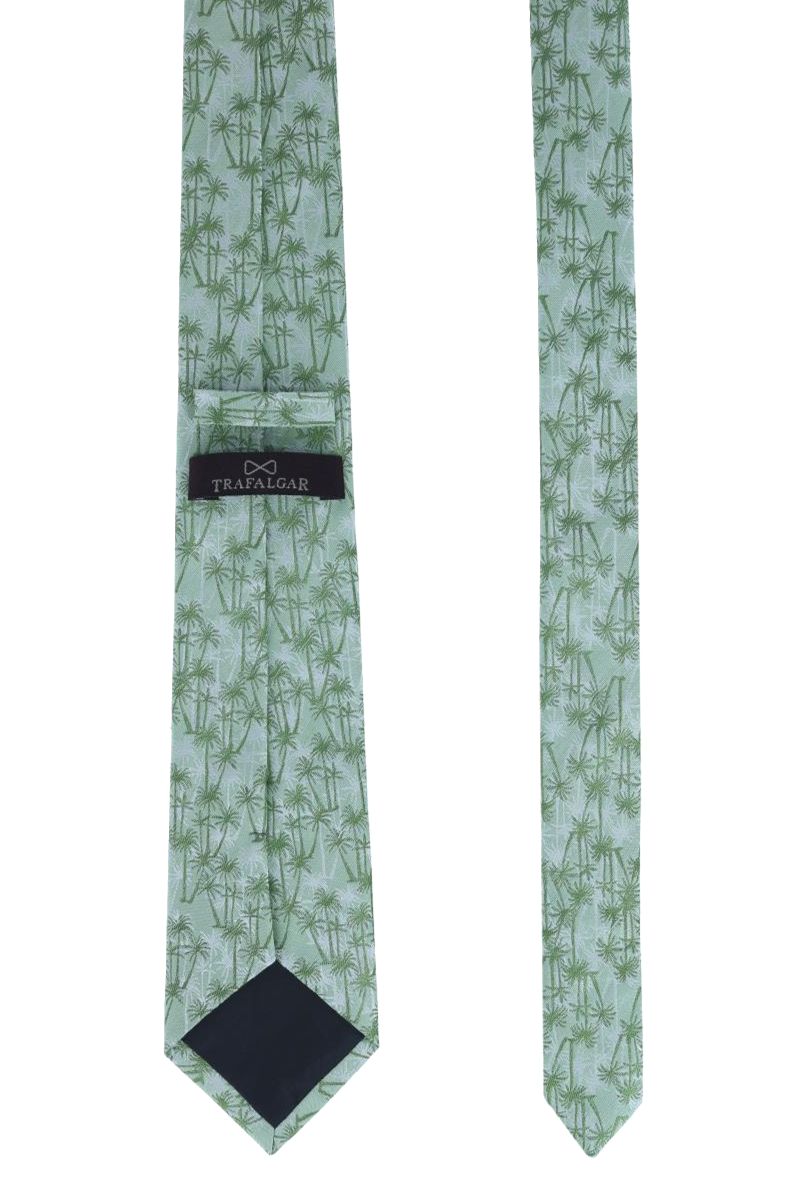 Palm Tree Linen and Silk Blend Tie by Trafalgar