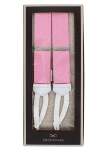 Churchill Chambray Polka Dot Linen and Silk Blend Formal End Braces in Light Pink by Trafalgar