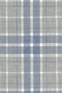 Weekend Heathered Windowpane Plaid Cotton Sport Shirt in Blue and Grey by Scott Barber