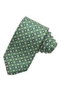Forest, Army, and Navy Circular Medallion Silk Printed Panama Tie by Dion Neckwear