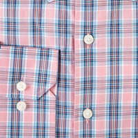 Bold Multi Plaid Italian Cotton Sport Shirt in Rose by Scott Barber