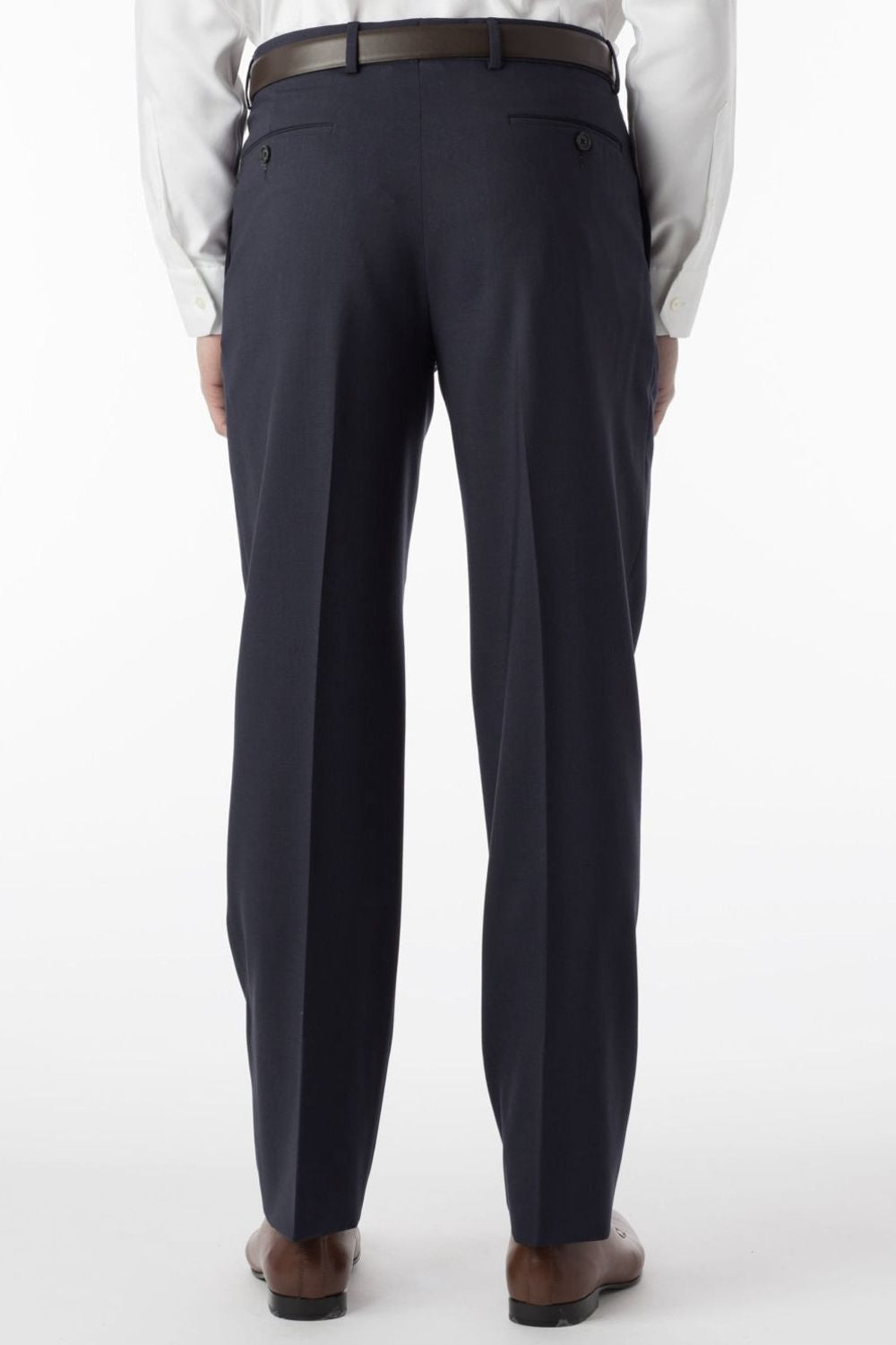 Super 120s Wool Travel Twill Comfort-EZE Trouser in Midnight Navy (Flat Front Models) by Ballin