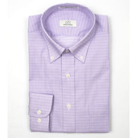 Lavender Grid Overlay Check Wrinkle-Free Cotton Dress Shirt with Button-Down Collar by Cooper & Stewart