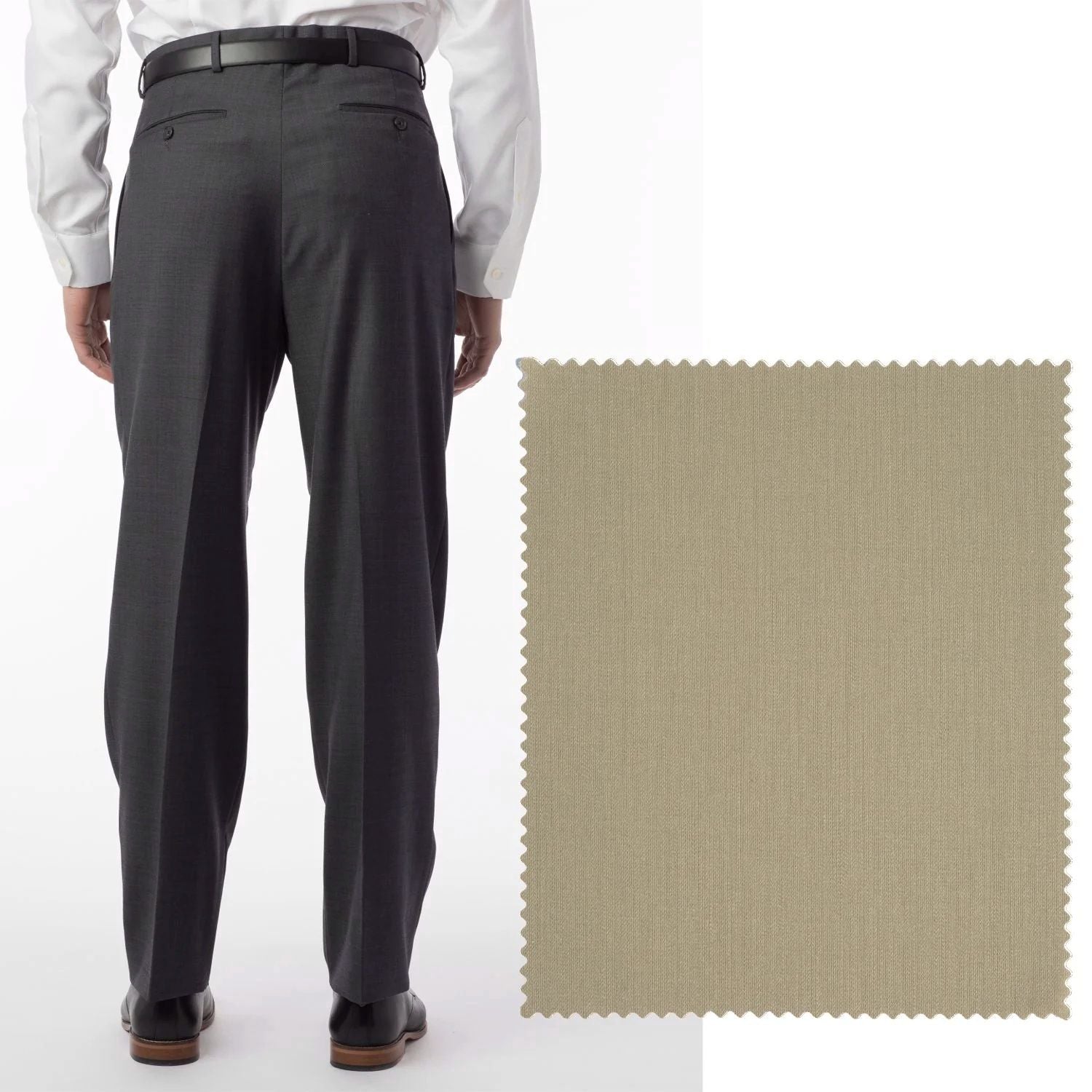 Super 120s Wool Travel Twill Comfort-EZE Trouser in Khaki (Manchester Pleated Model) by Ballin