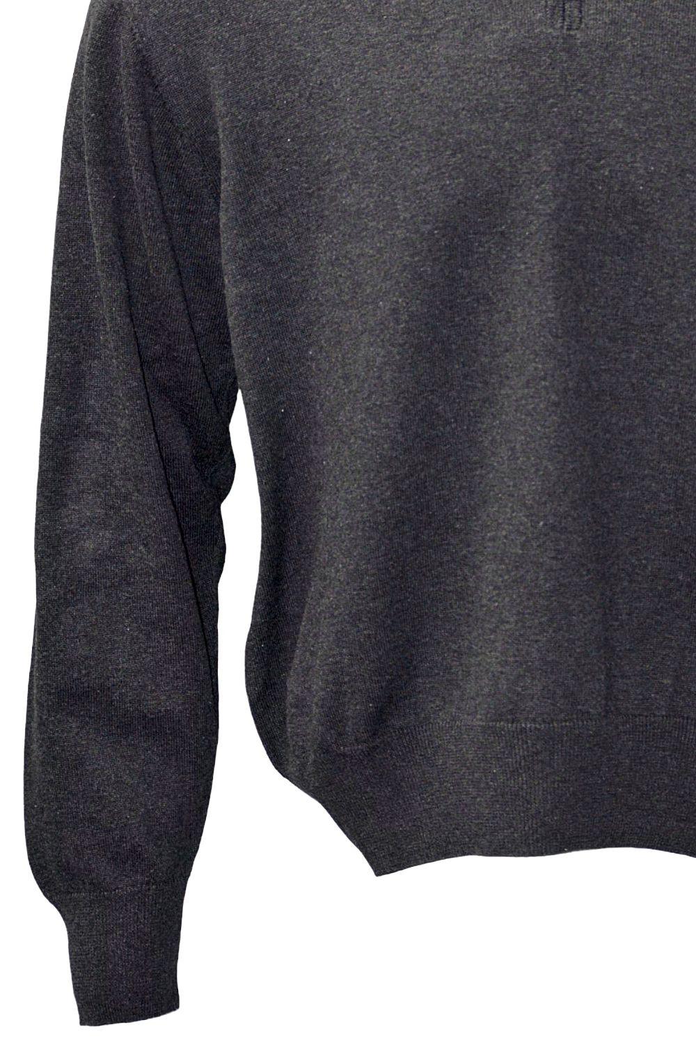 Lightweight Pima Cotton Quarter-Zip Sweater with Contrast Trim in Anthracite by Blue 1899