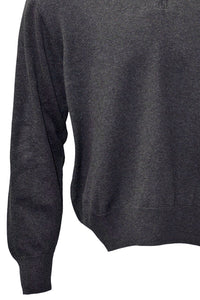Lightweight Pima Cotton Quarter-Zip Sweater with Contrast Trim in Anthracite by Blue 1899