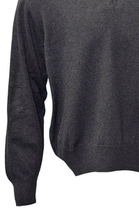 Lightweight Pima Cotton Quarter-Zip Sweater with Contrast Trim in Anthracite by Blue 1899