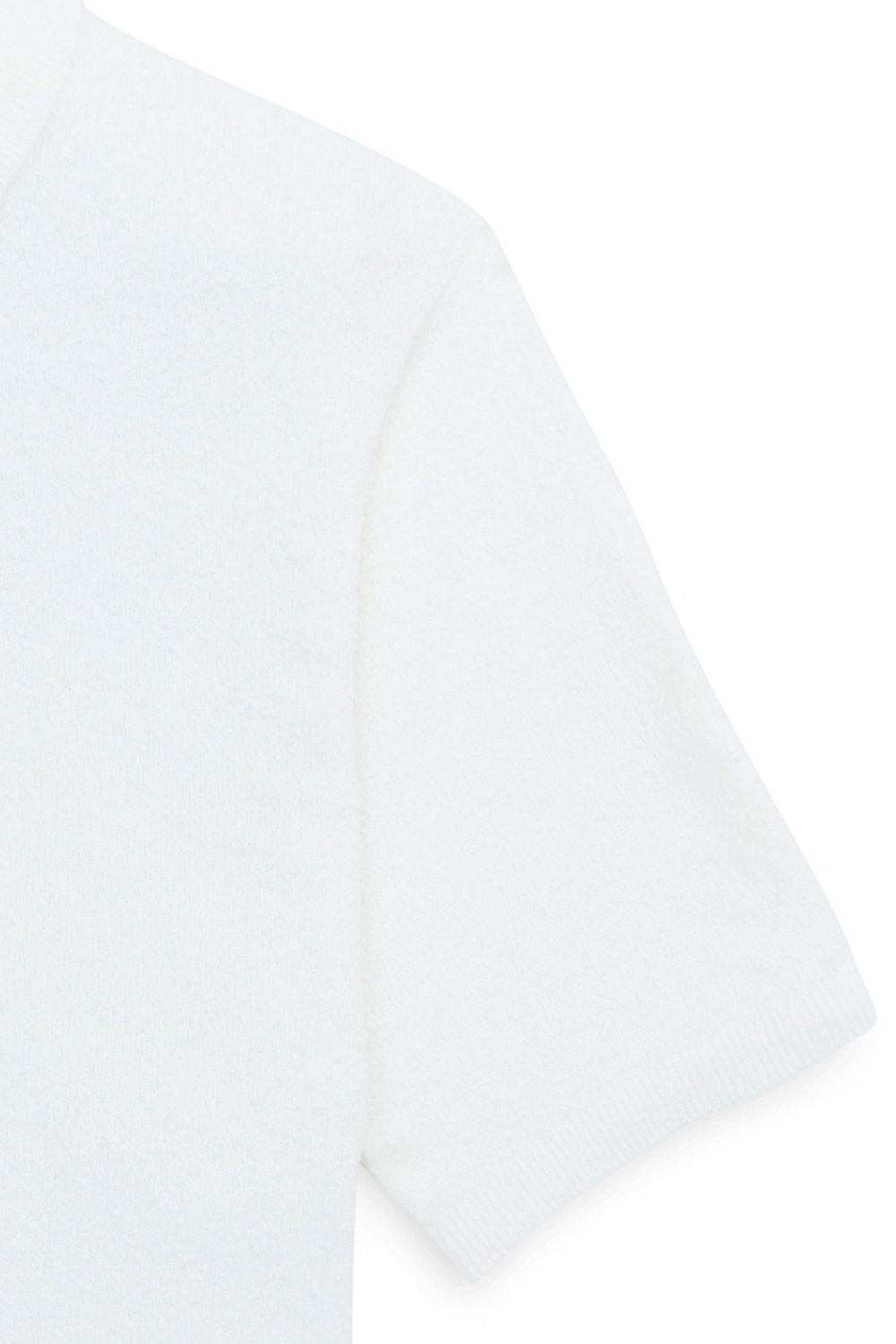 Fine Gauge Bouclé Knit Polo in White by Scott Barber