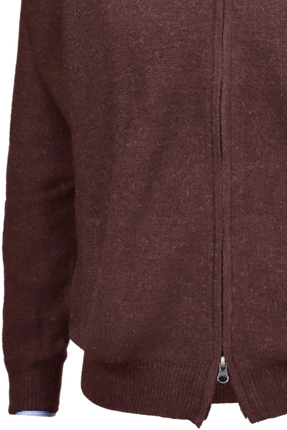 Royal Alpaca Double-Zip Cardigan Bomber Sweater Jacket in Brown by Peru Unlimited