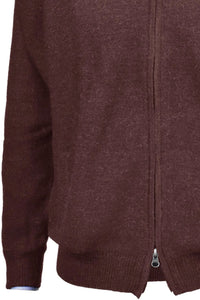 Royal Alpaca Double-Zip Cardigan Bomber Sweater Jacket in Brown by Peru Unlimited