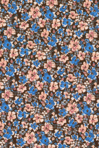 Italian Micro Floral Print Long Sleeve Sport Shirt in Blue, Brown, and Pink by Scott Barber