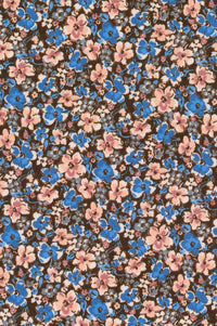 Italian Micro Floral Print Long Sleeve Sport Shirt in Blue, Brown, and Pink by Scott Barber
