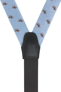 Down the Stretch Racehorse Linen and Silk Blend Formal End Braces in Light Blue by Trafalgar