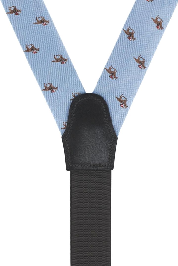 Down the Stretch Racehorse Linen and Silk Blend Formal End Braces in Light Blue by Trafalgar