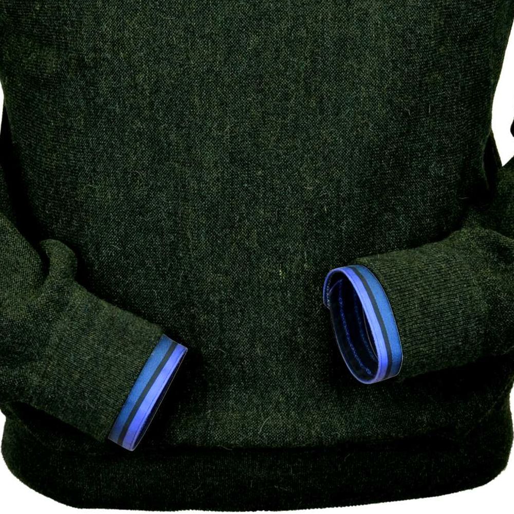 Baby Alpaca 'Links Stitch' Sweatshirt-Style Crew Neck Sweater in Hunter Green Heather by Peru Unlimited